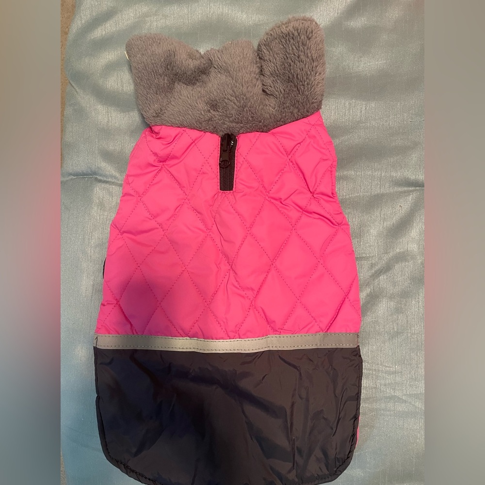New Size M Pretty Pink/Black/Gray Warm Dog Coat